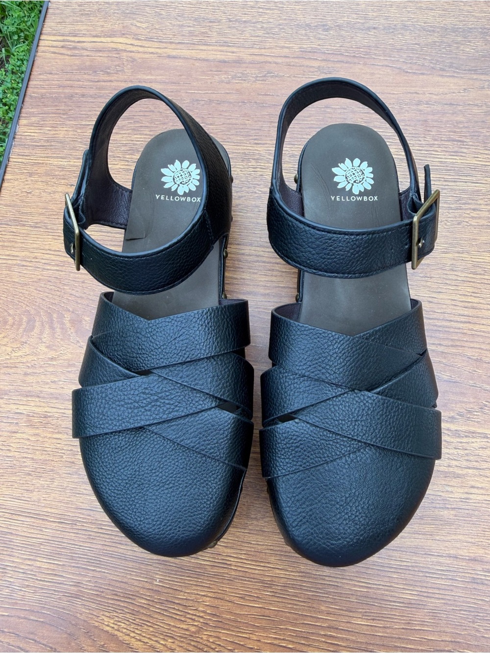 Yellow Box Rethel Platform Clog Sandals Women Size 8 Black Chunky Lug Sole - Picture 4 of 10
